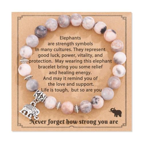 Gemstone Bracelet, with Tibetan Style, Elephant, handmade, Unisex & different styles for choice, beads length 8mm, Length:Approx 7-9 Inch, Sold By PC