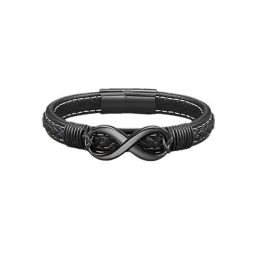 acero inoxidable 304 Pulsera, con Cuero de PU, Número 8, hecho a mano, diferentes estilos para la opción & para hombre, longitud:aproximado 7-9 Inch, Vendido por UD