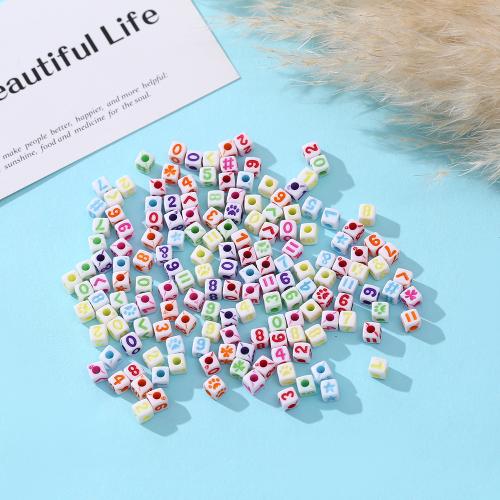 Number Acrylic Bead, Cube, DIY & enamel, more colors for choice, 5mm, Approx 500PCs/Bag, Sold By Bag