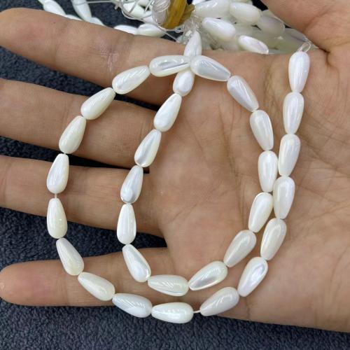 Trochus Beads, Teardrop, DIY, white, 6x12mm, Approx 32PCs/Strand, Sold By Strand