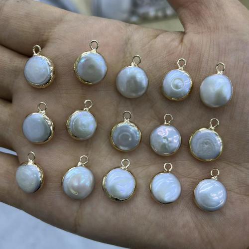 Freshwater Pearl Pendants, with Brass, gold color plated, DIY & different styles for choice, more colors for choice,  about:11-12mm, Sold By PC