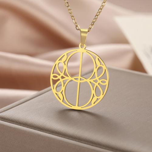 Stainless Steel Jewelry Necklace, Titanium Steel, with leather cord, Round, plated, different styles for choice & for woman, more colors for choice, Length:45 cm, Sold By PC