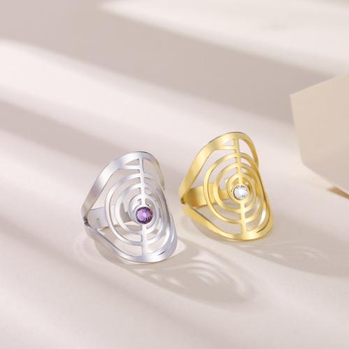 Rhinestone Stainless Steel Finger Ring, 304 Stainless Steel, plated, for woman & with rhinestone, more colors for choice, inner diameter:17~20mm, Sold By PC