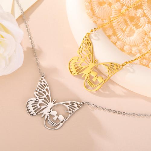 Stainless Steel Jewelry Necklace, 304 Stainless Steel, Butterfly, plated, for woman, more colors for choice, Length:45 cm, Sold By PC