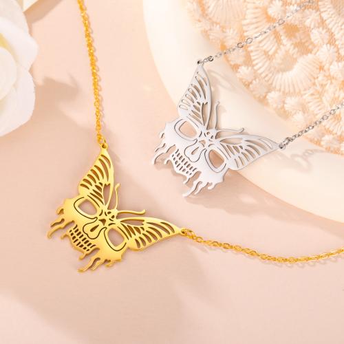 Stainless Steel Jewelry Necklace, Titanium Steel, Butterfly, plated, for woman, more colors for choice, Length:45 cm, Sold By PC