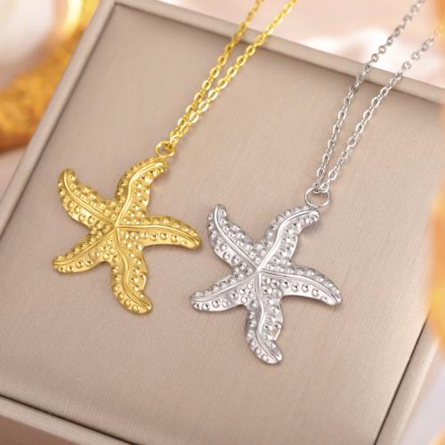 Stainless Steel Jewelry Necklace, 304 Stainless Steel, Starfish, plated, for woman, more colors for choice, Length:45 cm, Sold By PC