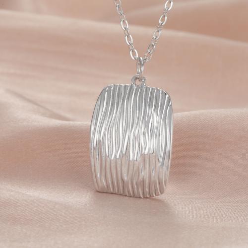 Stainless Steel Jewelry Necklace, 304 Stainless Steel, Rectangle, plated, for woman, more colors for choice, Length:45 cm, Sold By PC