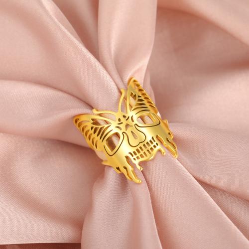 Stainless Steel Finger Ring, 304 Stainless Steel, Butterfly, plated, for woman, more colors for choice, inner diameter:17~20mm, Sold By PC