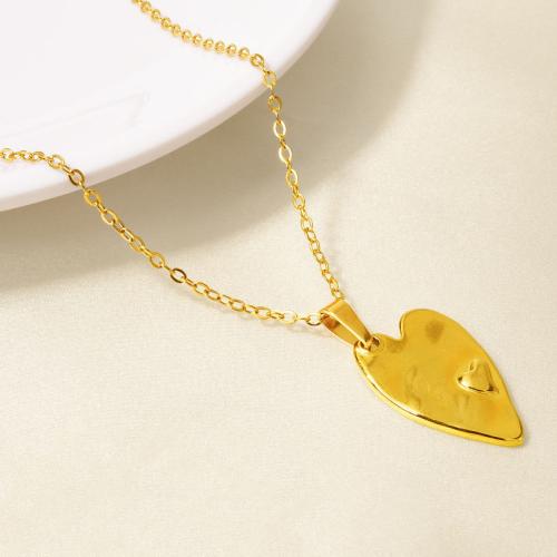 Stainless Steel Jewelry Necklace, 304 Stainless Steel, Heart, plated, for woman, more colors for choice, Length:40 cm, Sold By PC