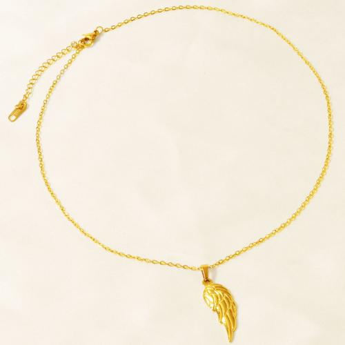 Stainless Steel Jewelry Necklace, 304 Stainless Steel, Feather, plated, for woman, more colors for choice, Sold By PC