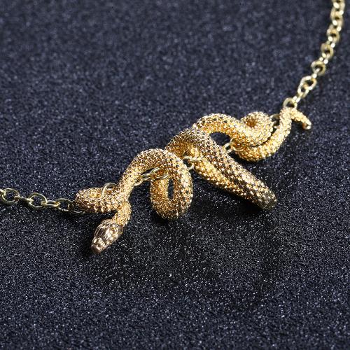 Brass Necklace, Snake, plated, for woman, more colors for choice, nickel, lead & cadmium free, Length:50 cm, Sold By PC