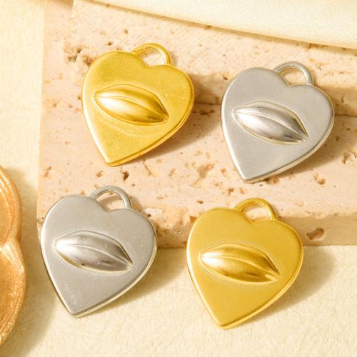 Acier inoxydable Coeur Pendentifs, Acier inoxydable 304, Placage, DIY, plus de couleurs à choisir, 10PC/sac, Vendu par sac