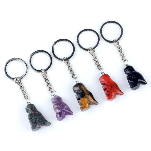 Bag Purse Charms Keyrings Keychains, Natural Stone, with Tibetan Style, Dinosaur, fashion jewelry & different materials for choice, more colors for choice, Sold By PC