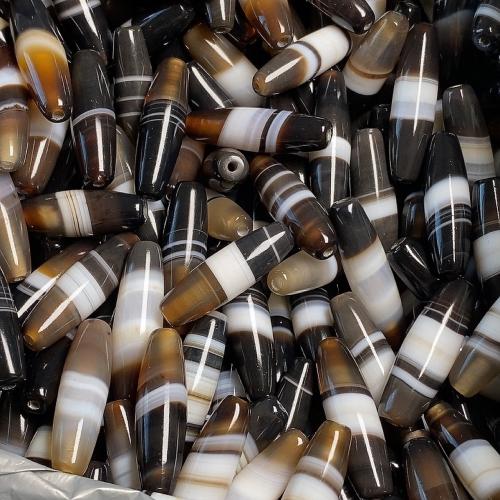 Natural Lace Agate Beads, Black Agate, DIY, mixed colors, 10x30mm, Sold By PC