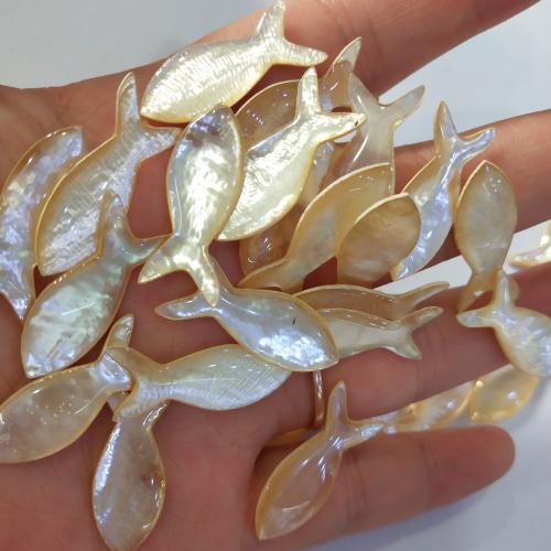 Perles naturelles de coquillage d'eau douce , coquille, poisson, DIY, Jaune, 10x25mm, Vendu par PC