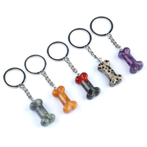 Natural Stone Key Clasp, with Tibetan Style, Dog Bone, fashion jewelry & different materials for choice, more colors for choice, Sold By PC