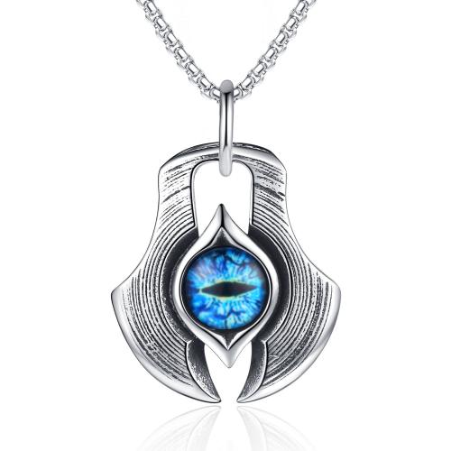 Stainless Steel Jewelry Necklace, 304 Stainless Steel, with Glass, fashion jewelry & for man, original color, Sold By PC