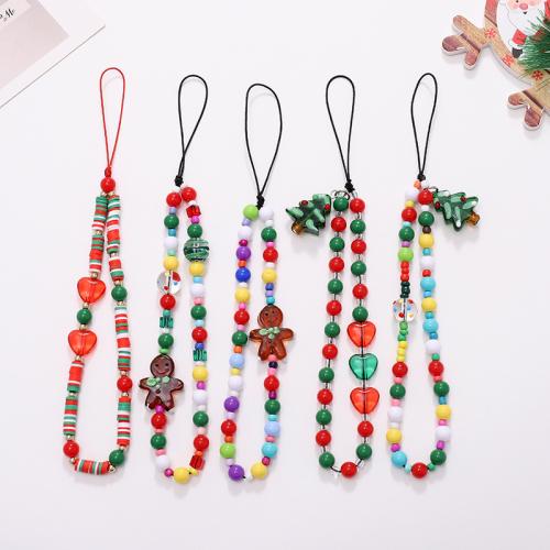 Mobile Phone Lanyard, Plastic, plated, Christmas Design & DIY & different styles for choice, Sold By PC