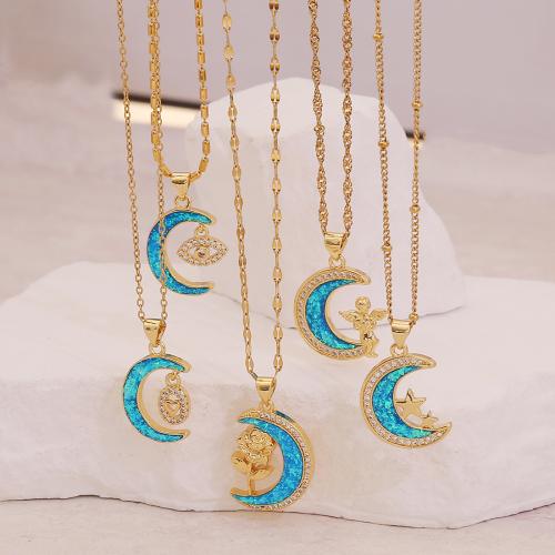 Brass Necklace, plated, different styles for choice & for woman & enamel & with rhinestone, Sold By PC