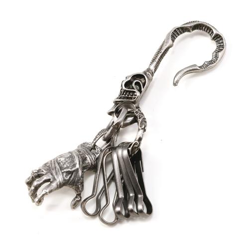 Bag Purse Charms Keyrings Keychains, Tibetan Style, with Iron, Hand, antique silver color plated, Halloween Design & DIY, Sold By PC