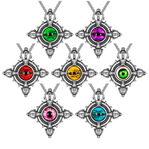 Stainless Steel Jewelry Necklace, 304 Stainless Steel, with Glass, Antique finish, fashion jewelry & for man, more colors for choice, Sold By PC