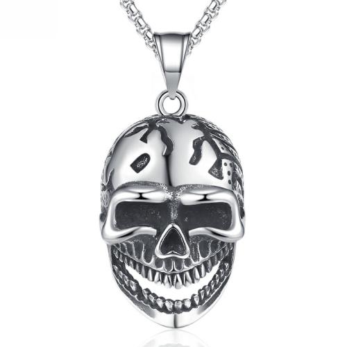 Stainless Steel Jewelry Necklace, 304 Stainless Steel, Skull, Antique finish, fashion jewelry & for man, original color, Sold By PC