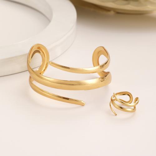 Jewelry Sets, bangle & finger ring, Iron, plated, 2 pieces & for woman & hollow, more colors for choice, Sold By Set