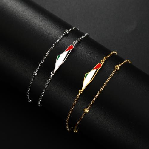 Stainless Steel Jewelry Bracelet, 304 Stainless Steel, with Knot Cord, Vacuum Ion Plating, for woman & enamel, more colors for choice, 10PCs/Bag, Sold By Bag