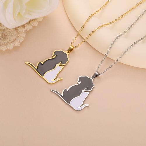 Stainless Steel Jewelry Necklace, 304 Stainless Steel, Vacuum Ion Plating, for woman & enamel, more colors for choice, 10PCs/Bag, Sold By Bag