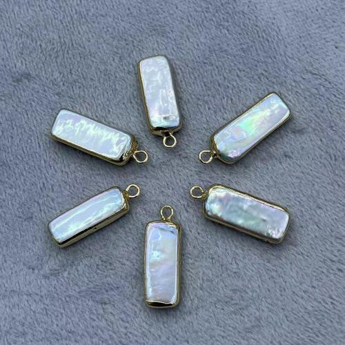 Pendentifs perles d'eau douce, perle d'eau douce cultivée, avec laiton, Placage de couleur d'or, DIY, 9x20mm, Vendu par PC