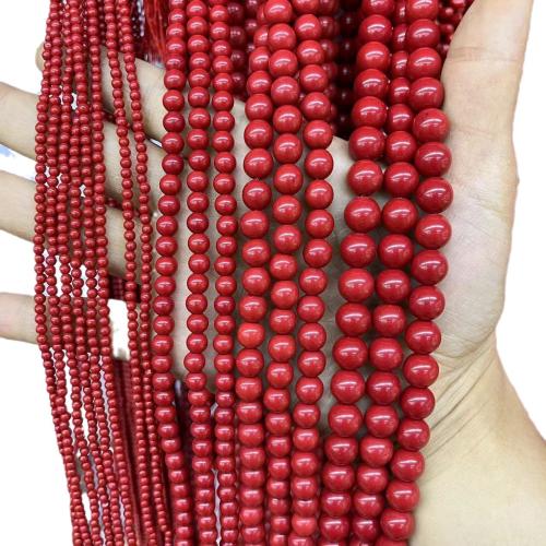 Natural Colored Shell Beads, Round, DIY & different size for choice, deep red, Sold By Strand