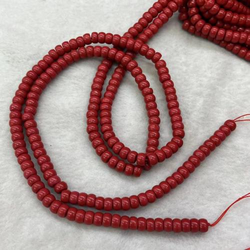 Natural Colored Shell Beads, DIY, deep red, 4x6mm, Approx 102PCs/Strand, Sold By Strand