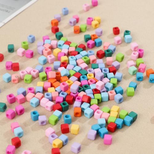 Opaque Acrylic Beads, Cube, DIY, more colors for choice, 7x7mm, Approx 500G/Bag, Sold By Bag