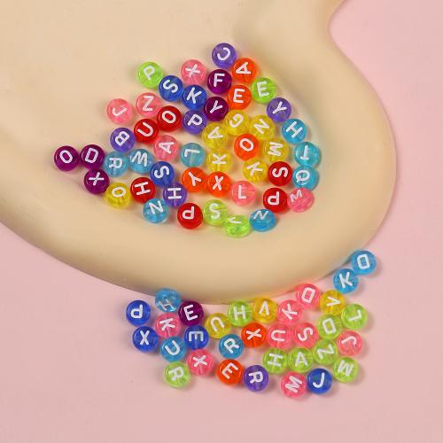 Alphabet Acrylic Beads, DIY & enamel, more colors for choice, 4x7mm, Approx 500G/Bag, Sold By Bag