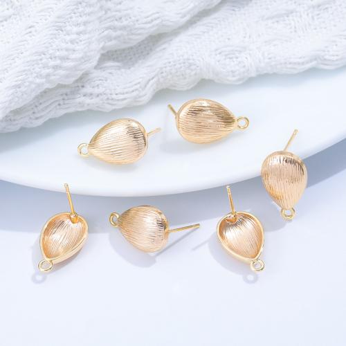 Brass Earring Stud Component, Teardrop, gold color plated, DIY, nickel, lead & cadmium free, 15.60x18x11mm, 10PCs/Bag, Sold By Bag