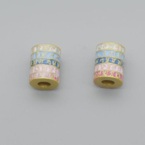 Tibetan Style Jewelry Beads, Column, gold color plated, DIY & enamel, multi-colored, Sold By PC