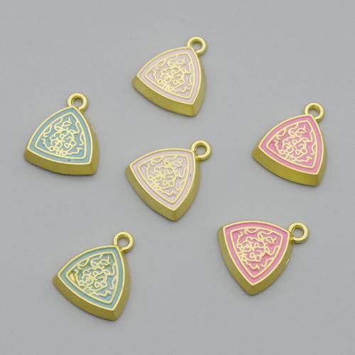 Tibetan Style émail Pendants, alliage de zinc, triangle, Placage de couleur d'or, DIY, plus de couleurs à choisir, protéger l'environnement, sans nickel, plomb et cadmium, 12.60x15mm, Vendu par PC