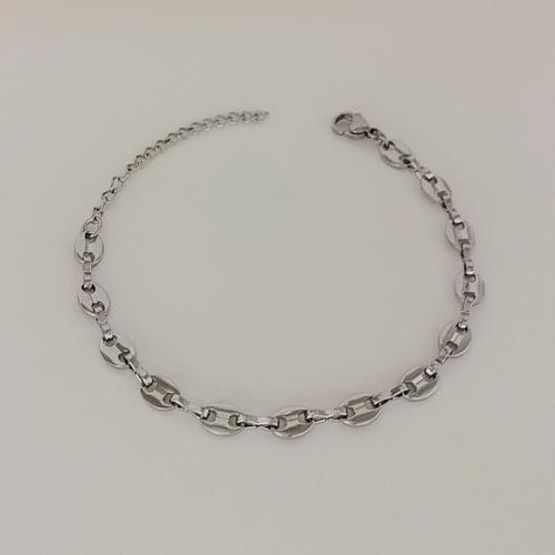 Stainless Steel Jewelry Bracelet, 304 Stainless Steel, silver color plated, for woman, Sold By PC