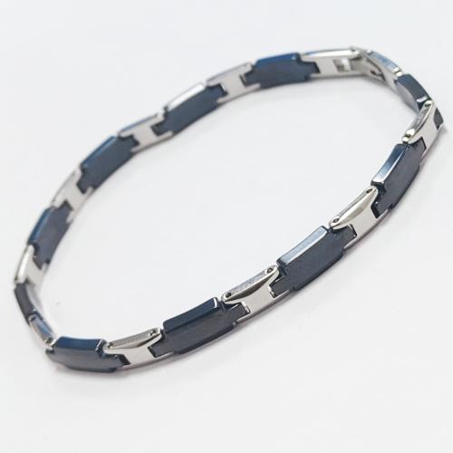 Titanium Steel Bracelet, with Porcelain, silver color plated, for woman, black, Length:20.5 cm, Sold By PC