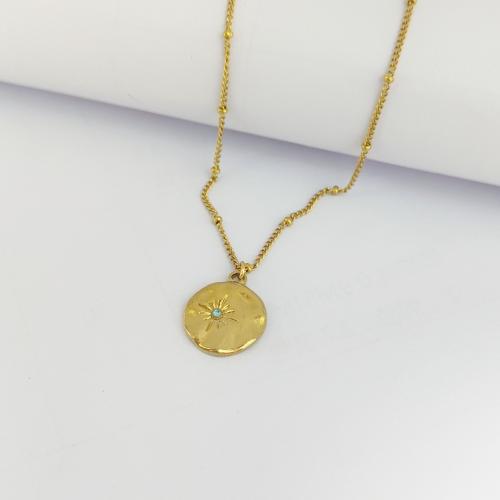 Stainless Steel Jewelry Necklace, 304 Stainless Steel, Round, gold color plated, for woman, Length:40 cm, Sold By PC