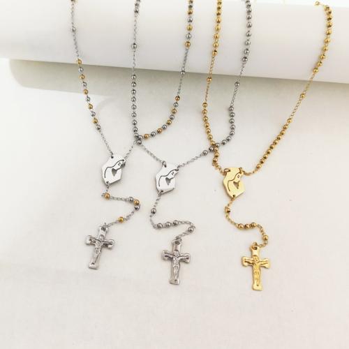 Stainless Steel Jewelry Necklace, 304 Stainless Steel, Cross, plated, for woman, more colors for choice, Sold By PC