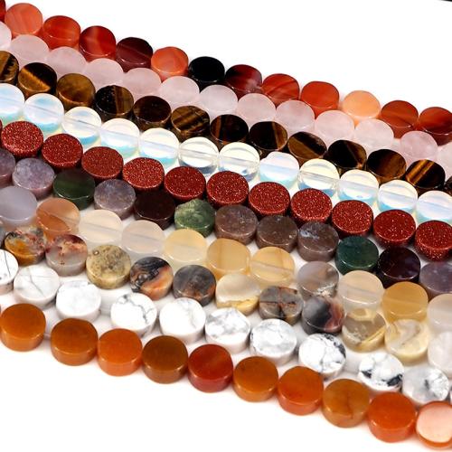 Gemstone Jewelry Beads, Natural Stone, Flat Round, DIY & different materials for choice, more colors for choice, 10x5mm, Approx 40PCs/Strand, Sold By Strand