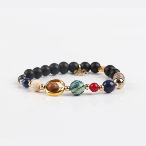 Gemstone Bracelets, with Brass, fashion jewelry & Unisex, mixed colors, 8mm, Length:18.5 cm, Sold By PC