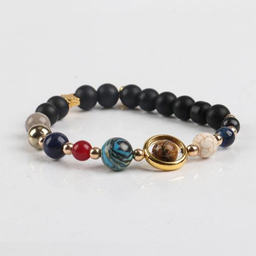 Gemstone Bracelets, with Brass, fashion jewelry & Unisex, mixed colors, 8mm, Sold By PC