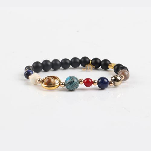 Gemstone Bracelets, with Brass, fashion jewelry & Unisex, mixed colors, 8mm, Length:18.5 cm, Sold By PC