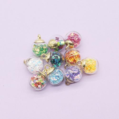 Acrylic Pendants, Glass, with Sequins, DIY, mixed colors, about:15-20mm, 100PCs/Bag, Sold By Bag