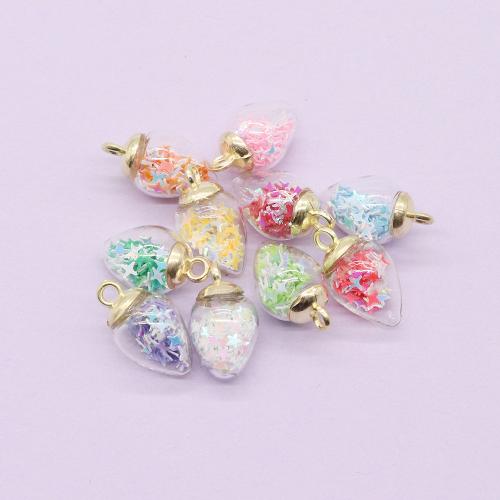 Acrylic Pendants, Glass, with Sequins, DIY, mixed colors, about: 15-25mm, 100PCs/Bag, Sold By Bag