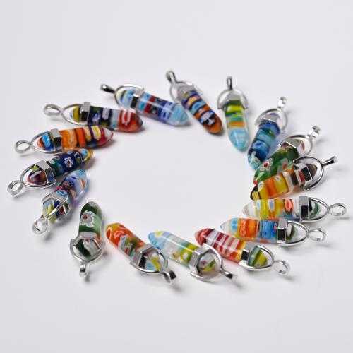 Fashion Lampwork Pendants, with Tibetan Style, DIY, more colors for choice, 12x42mm, Sold By PC