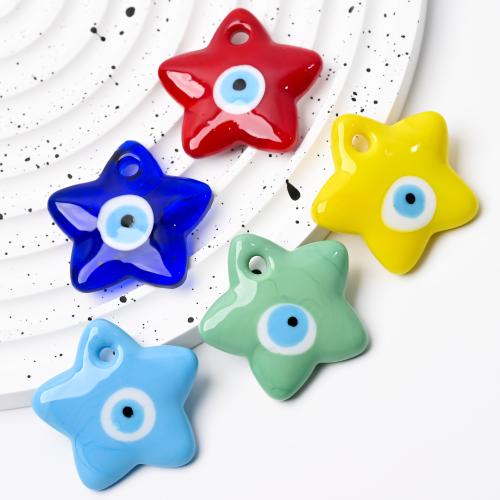 Evil Eye Pendants, Lampwork, Star, DIY, more colors for choice, 40mm, Sold By PC