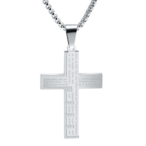 Titanium Steel Necklace, Cross, polished, fashion jewelry & for woman, original color, Length:60 cm, Sold By PC